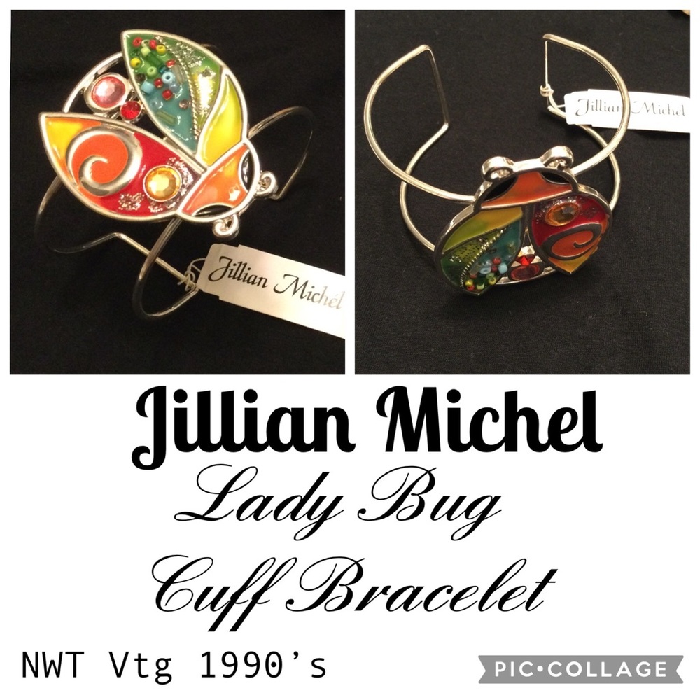 Artsy Ladybug Cuff Bracelet by Jillian Michel Vtg 1990